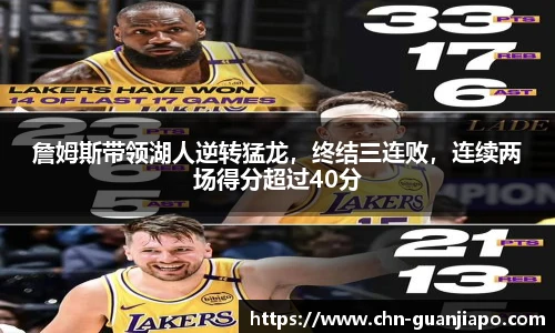 詹姆斯带领湖人逆转猛龙，终结三连败，连续两场得分超过40分